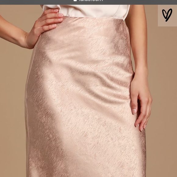 Satin Midi Slip Skirt Blush Pink - Picture 3 of 8